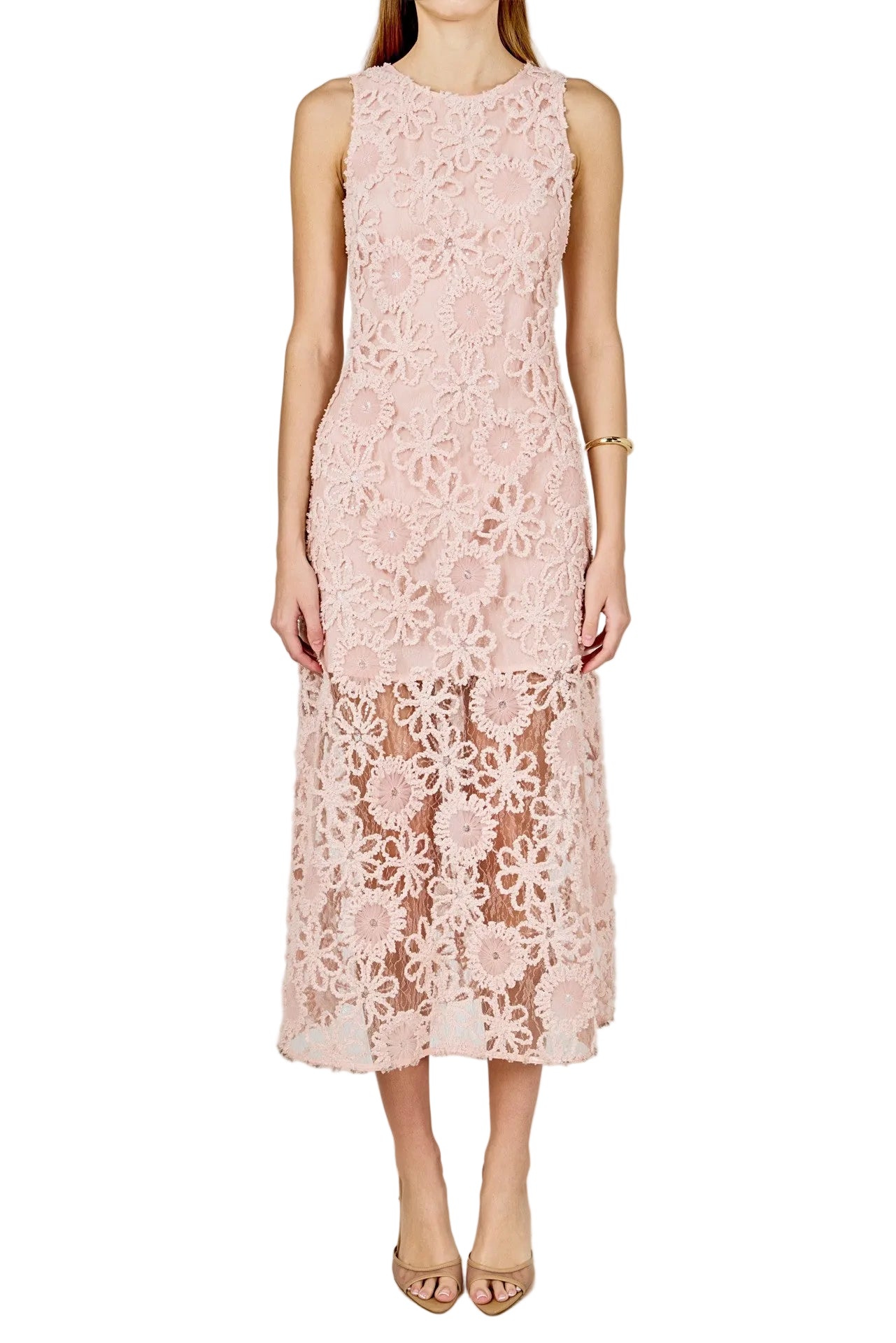 Romance of Flowers Lace Cami Maxi Dress