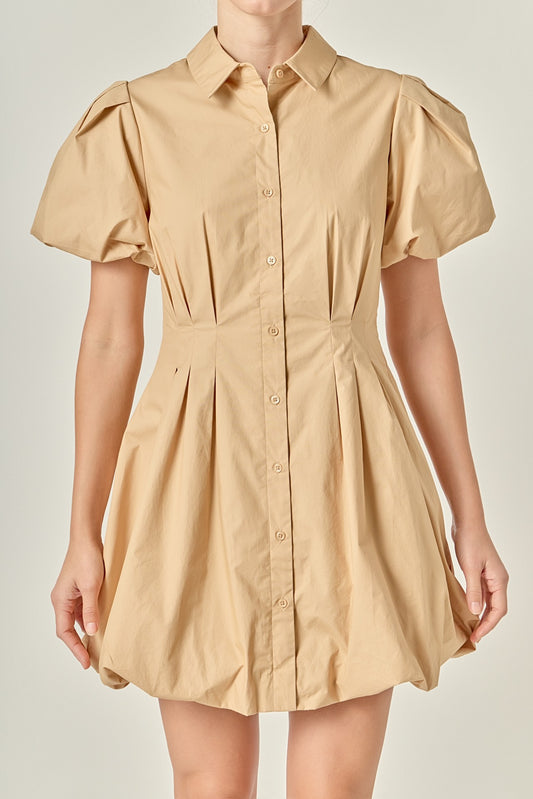 Preppy Button Down Bubble Mini Skirt