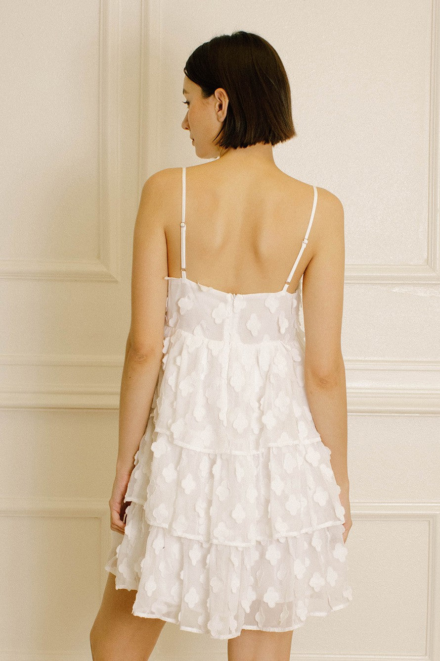 Clover Applique Ruffled Layers Mini Dress