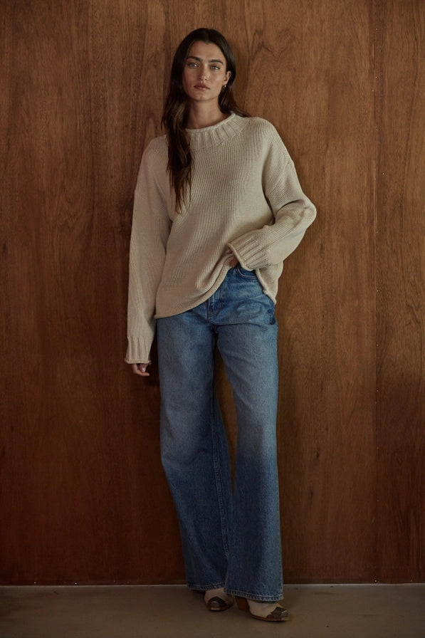 ROXY Knit Sweater Mock Neck Long Sleeve