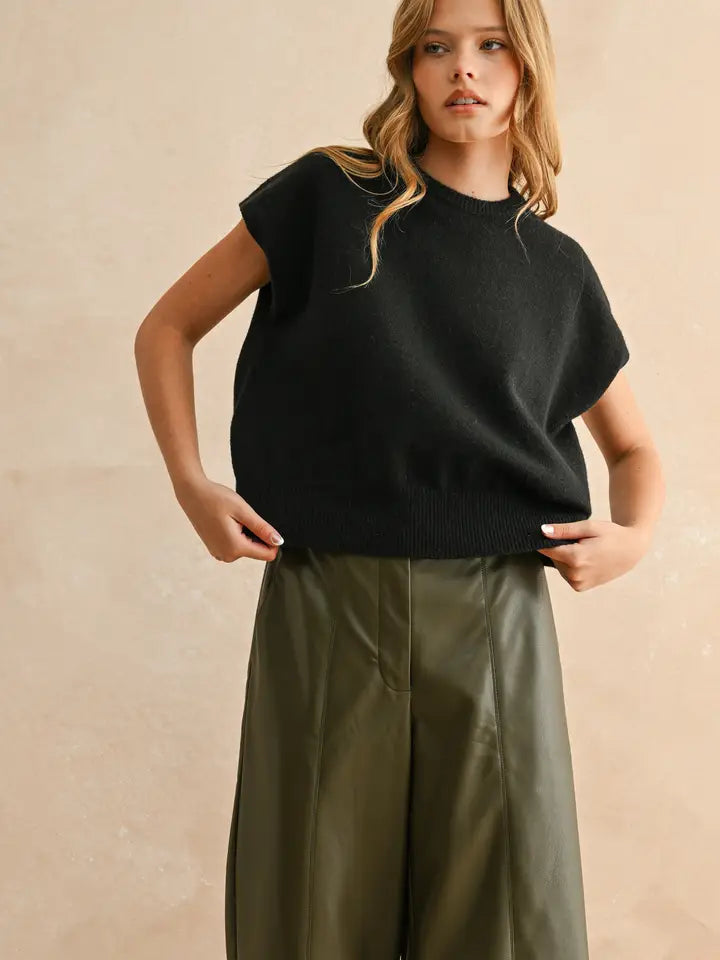 Relax and Go  Loose Fit Short Sleeve Sweater Top