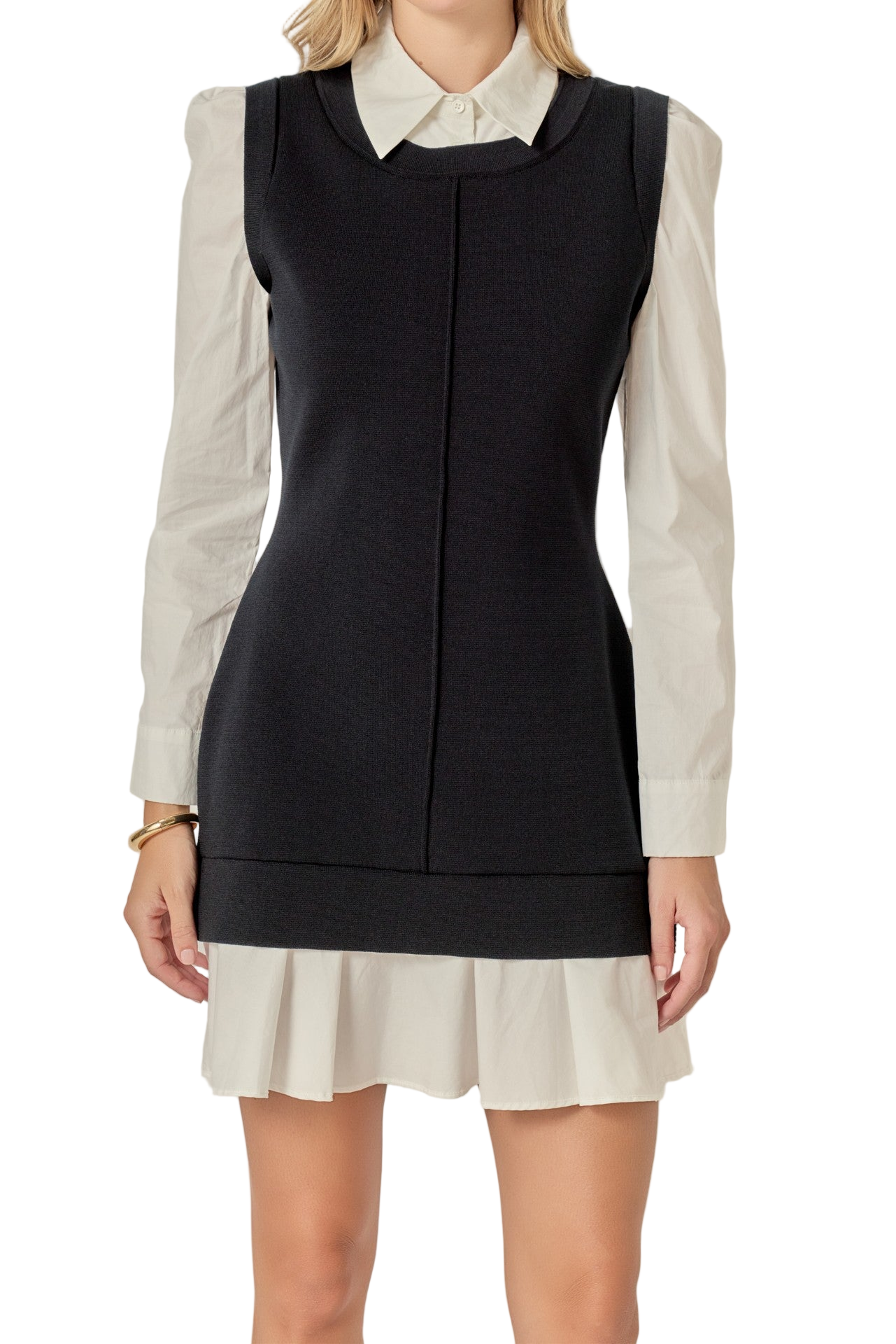 Shirt Mixed Media Mini Dress