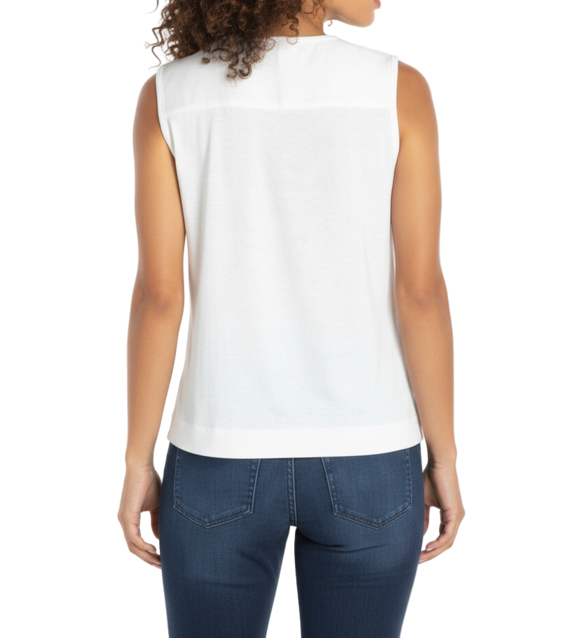 Joleen slvlss v-neck woven-to-knit top