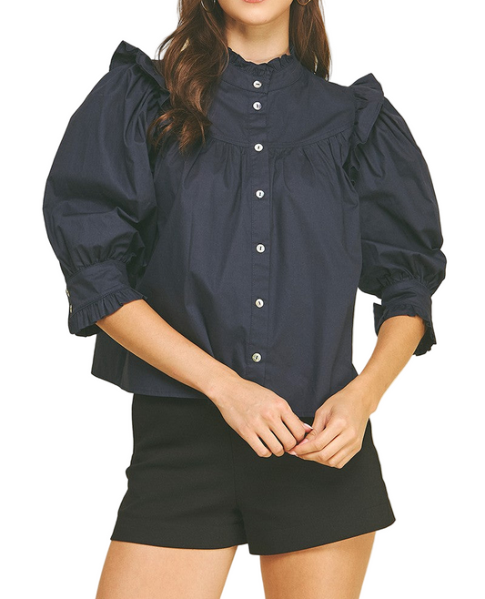 Bridgett Ruffled Button Down Blouse Top