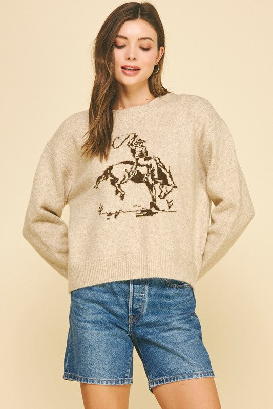 Cowboy Graphic Crew Sweater