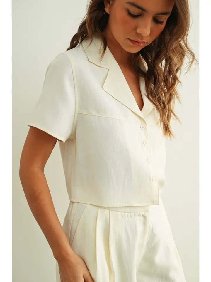 Eden Soft Rayon Button Front Sslv Blouse