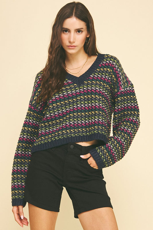 Colette Multi Color Knit Crop Sweater