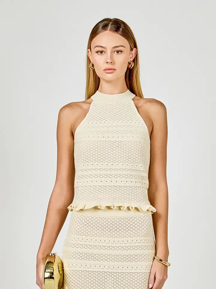 Summer Knit Pointelle Racerback Top