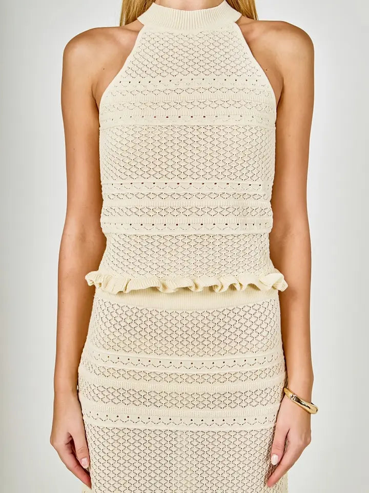 Summer Knit Pointelle Racerback Top