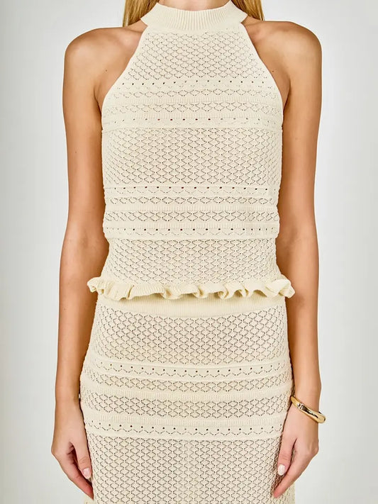 Summer Knit Pointelle Racerback Top