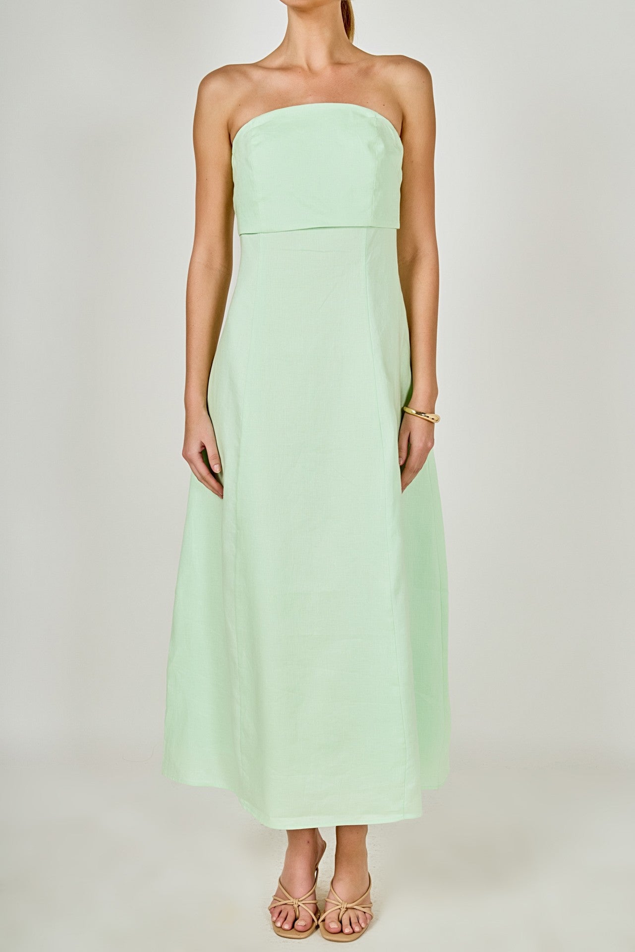 ROMANCE Strapless Linen Maxi Dress