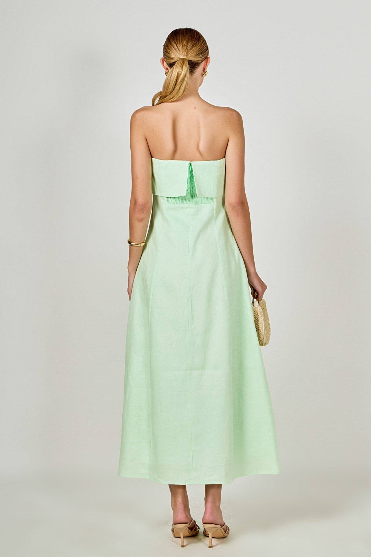 ROMANCE Strapless Linen Maxi Dress