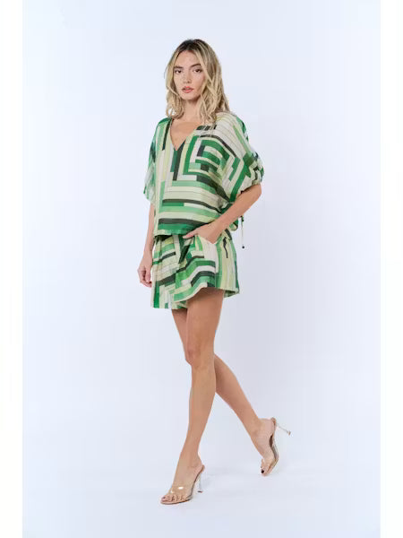 Thea Printed Puff Sleeves Blouse