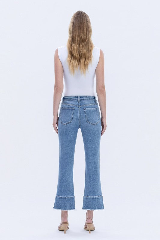 High Rise Trouser Slit Hem Kick Flare Jeans