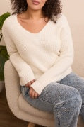 DROP SHOULDER V-NECK SWEATER