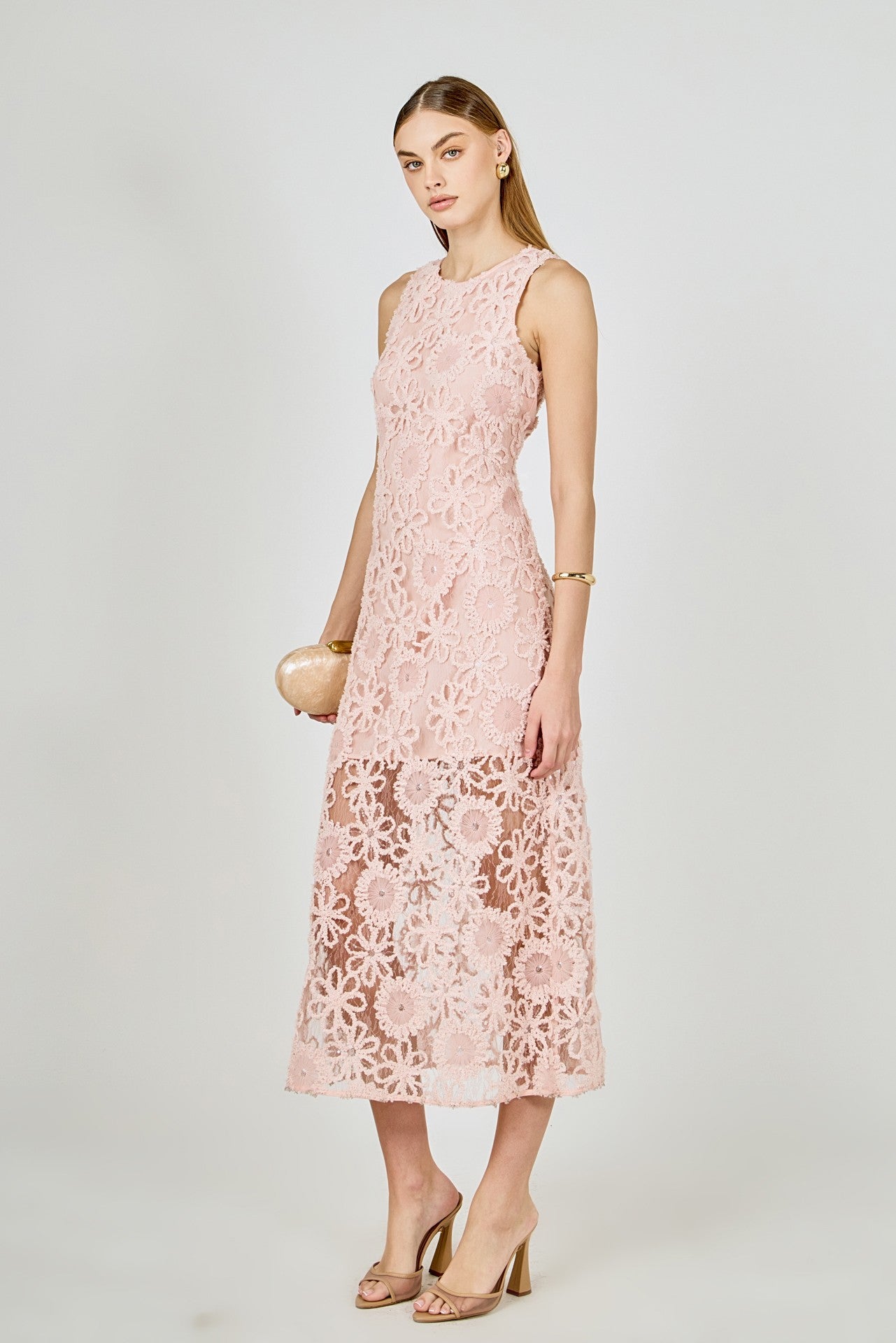 Romance of Flowers Lace Cami Maxi Dress