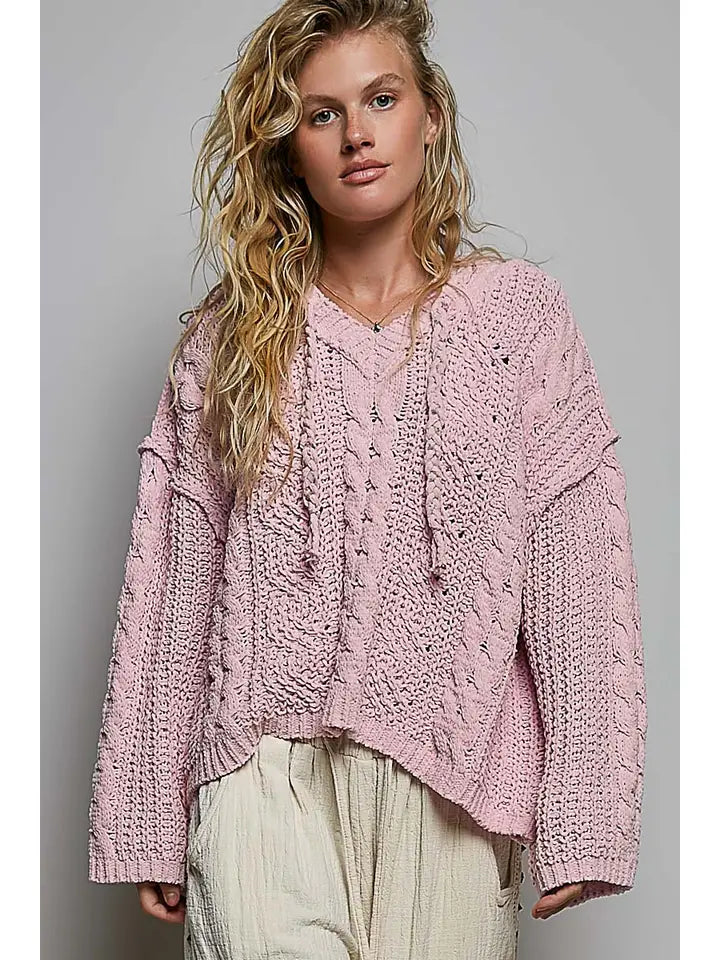 Felicia Oversize Hooded Chenille Sweater