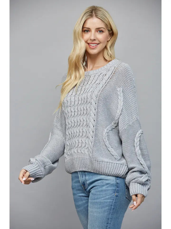 EASY GOING BRAID CABLE SWEATER