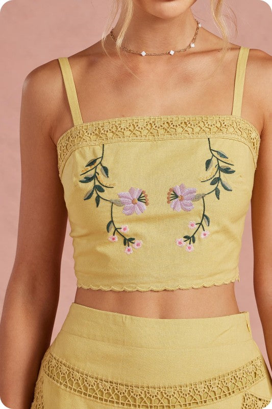 Iris Embroidered Floral Lace Detail Top