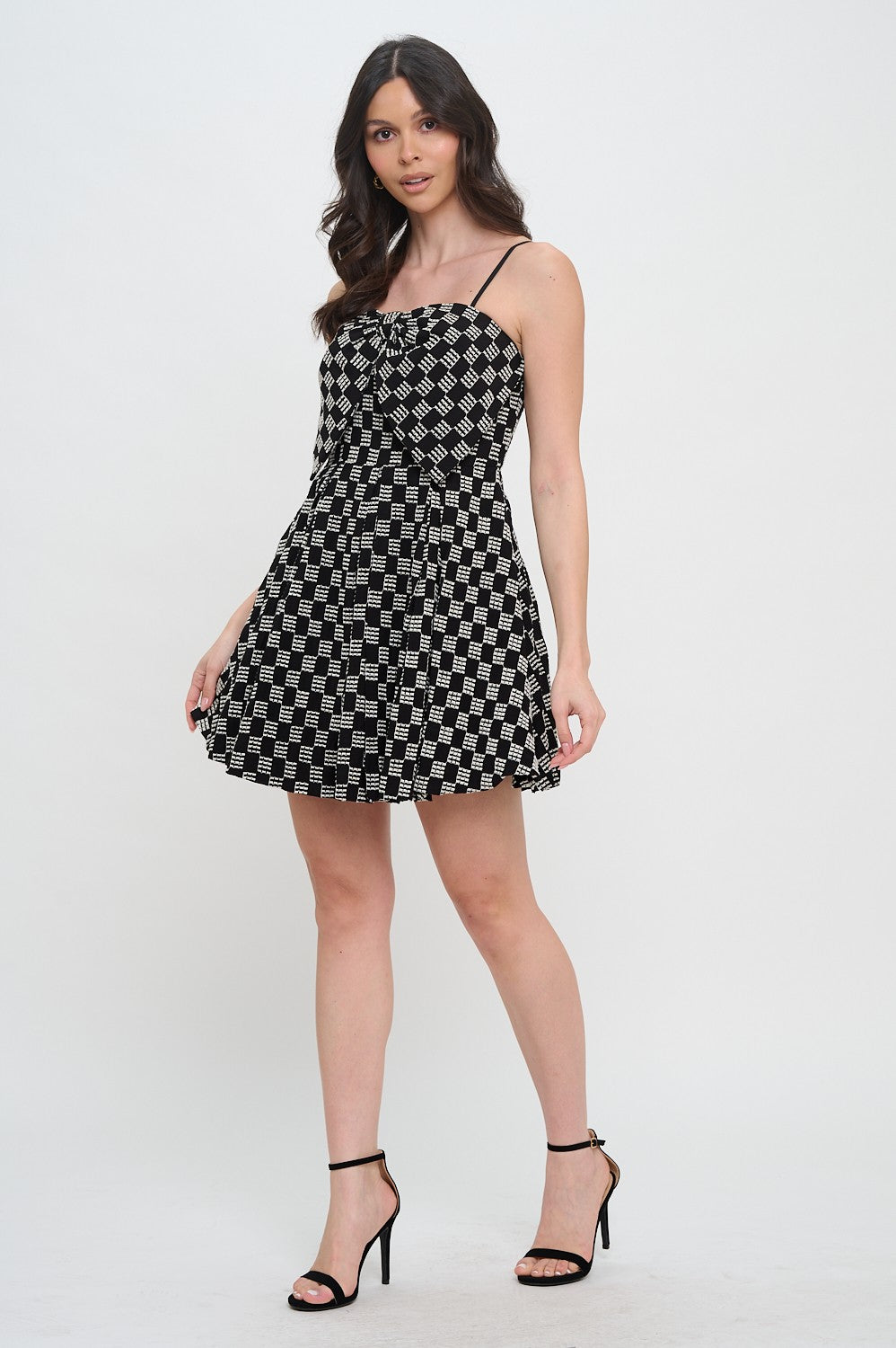 Midnight Weave Bow Mini Dress