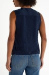 Joleen slvlss v-neck woven-to-knit top