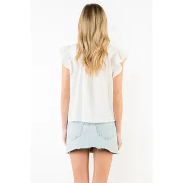 THML Ruffle Sleeve Detail Shirt — Cream