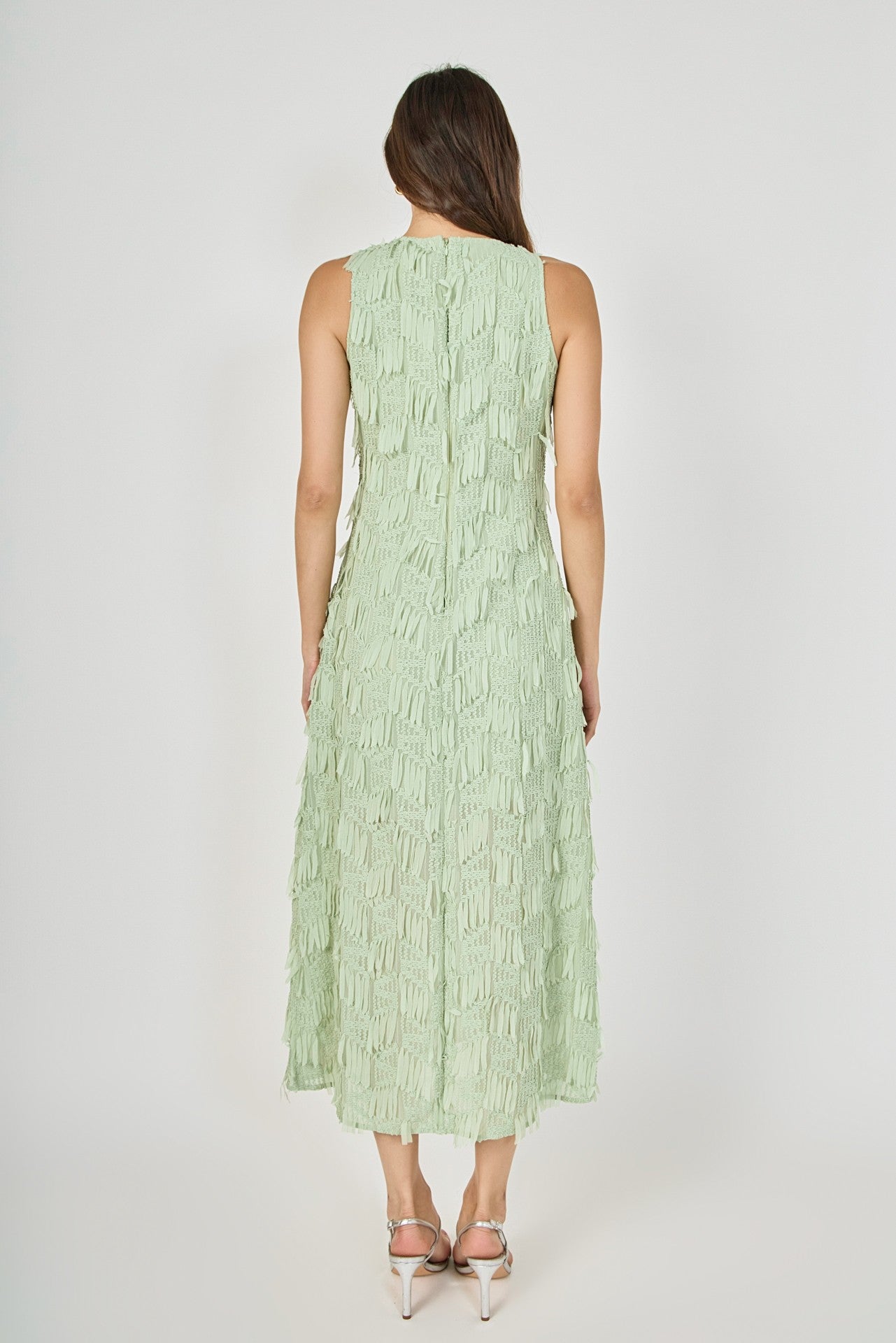Fun With  Ribbon Fringe Sleeveless Dress