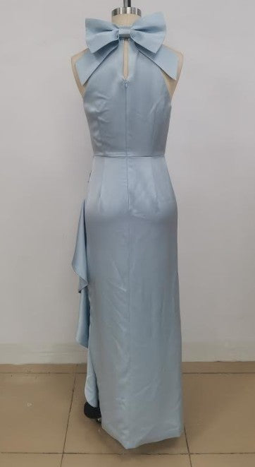 Bethany Ruffle With Slit Detail Halter Neck Maxi Dress