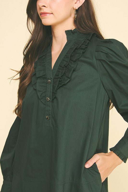 Amy Ruffled Detail Mini Dress