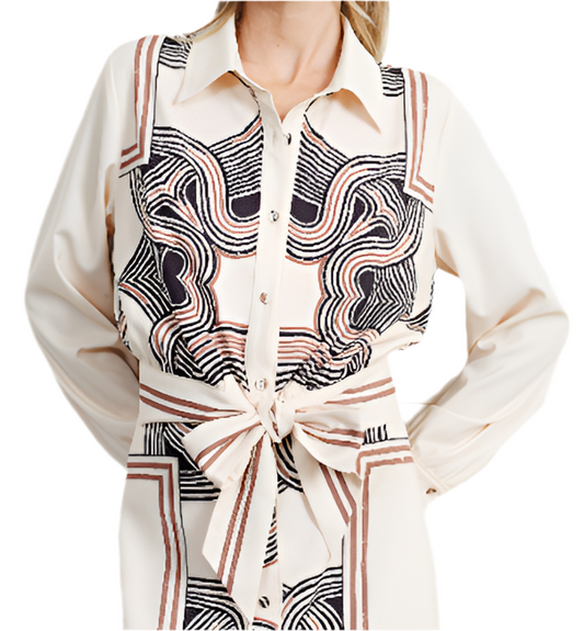 GARA ENGINEER TIE FRONT BLOUSE