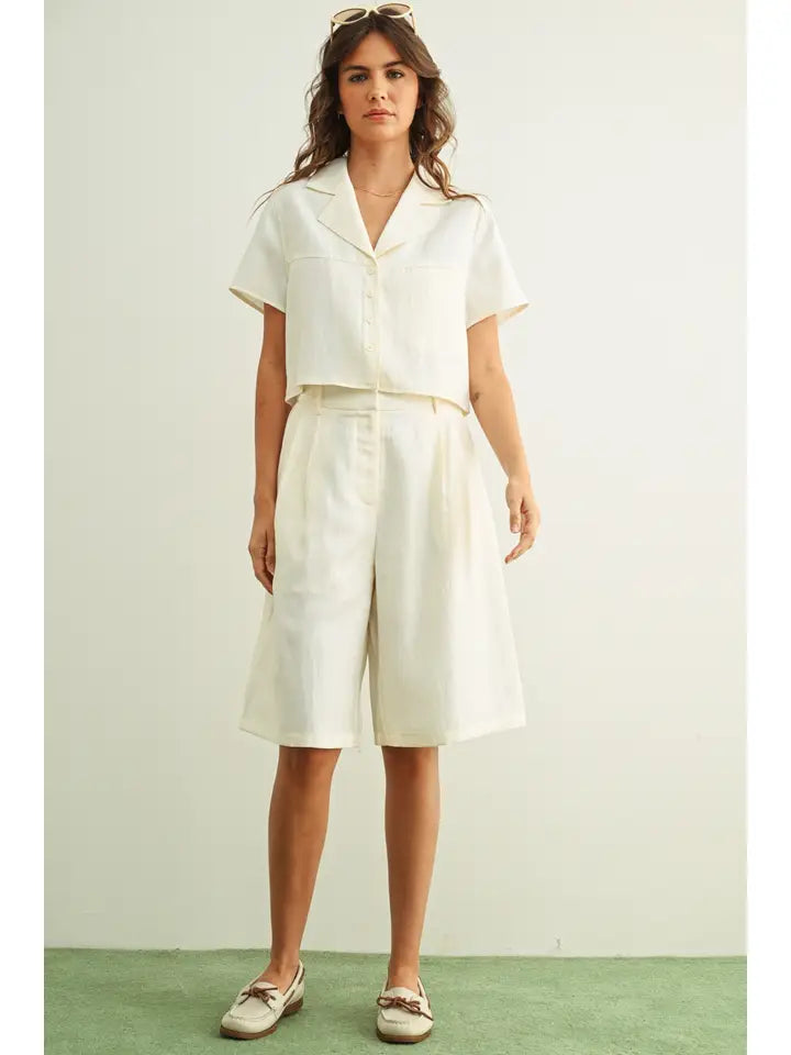 Eden Soft Rayon Button Front Sslv Blouse