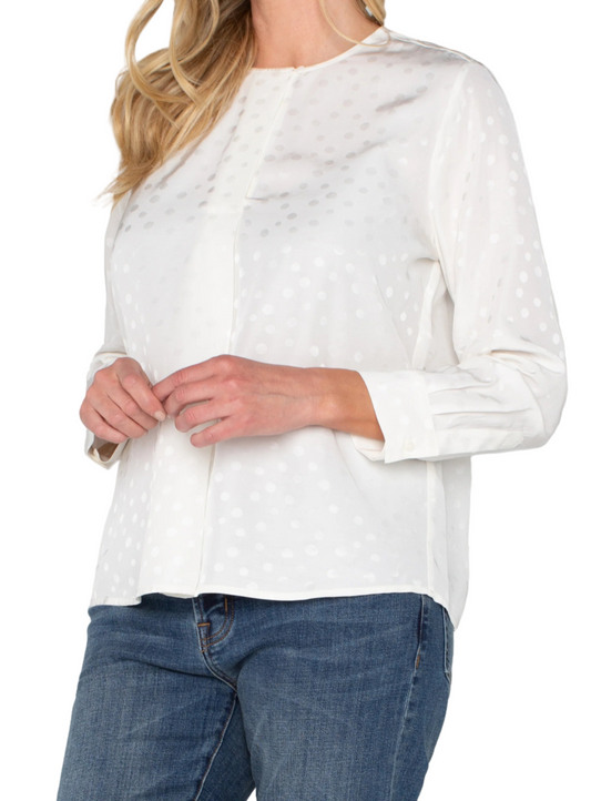 LONG SLEEVE POPOVER WOVEN BLOUSE
