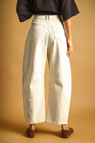 Pinstriped Pattern Barrel Pants