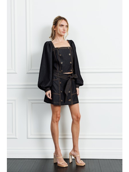 Elma Denim Button Down Mini Skirt