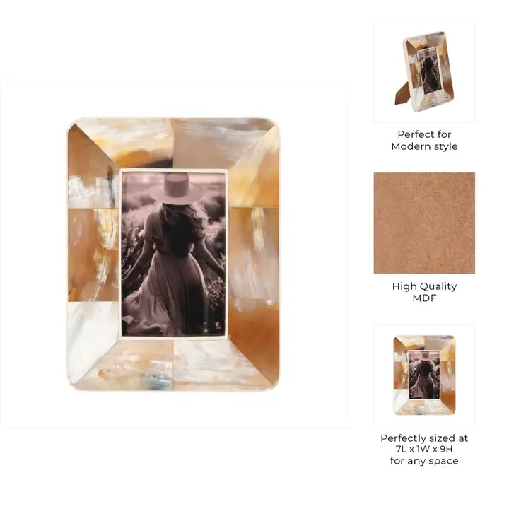 Wood Resin Curved Edge Horn Photo Frame