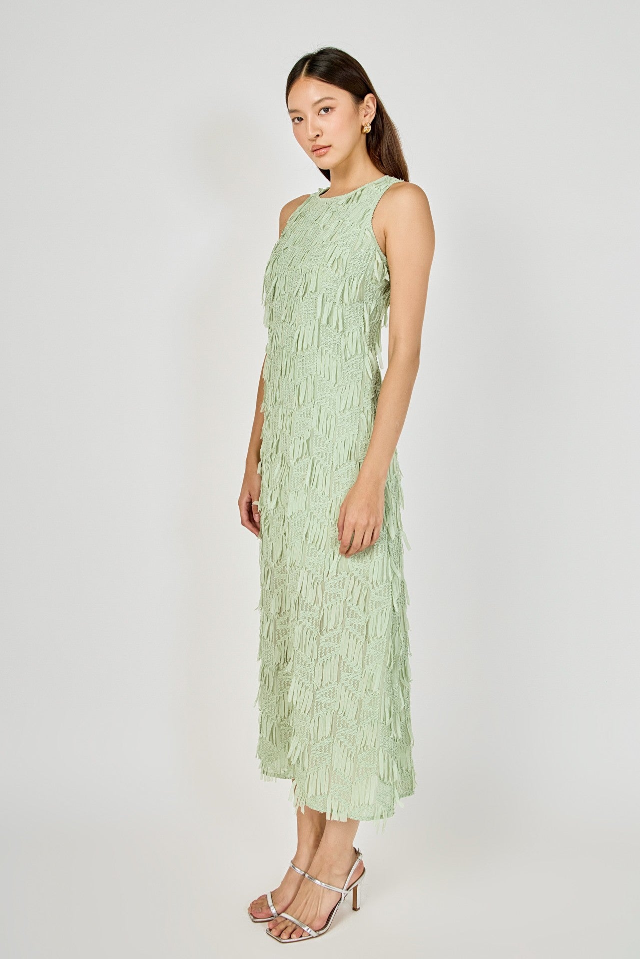 Fun With  Ribbon Fringe Sleeveless Dress
