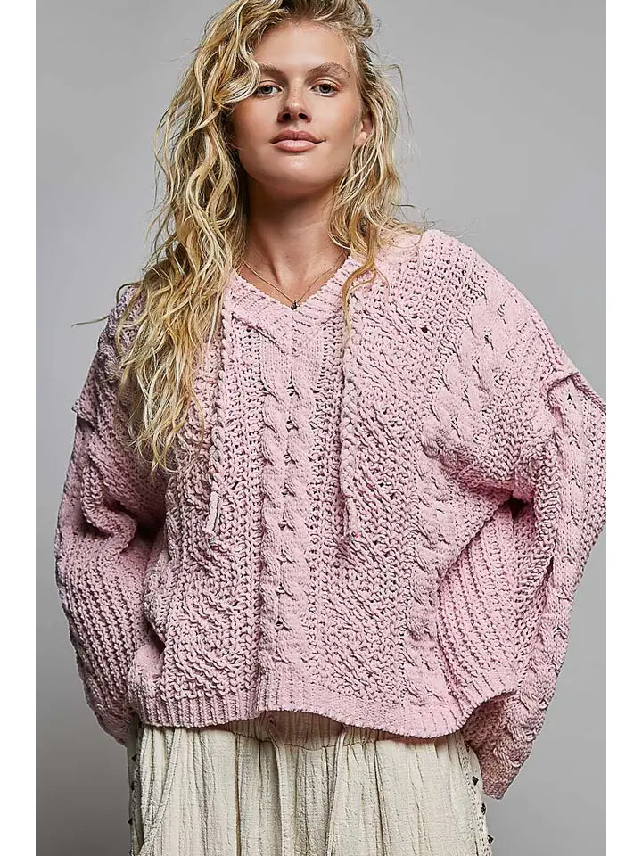 Felicia Oversize Hooded Chenille Sweater