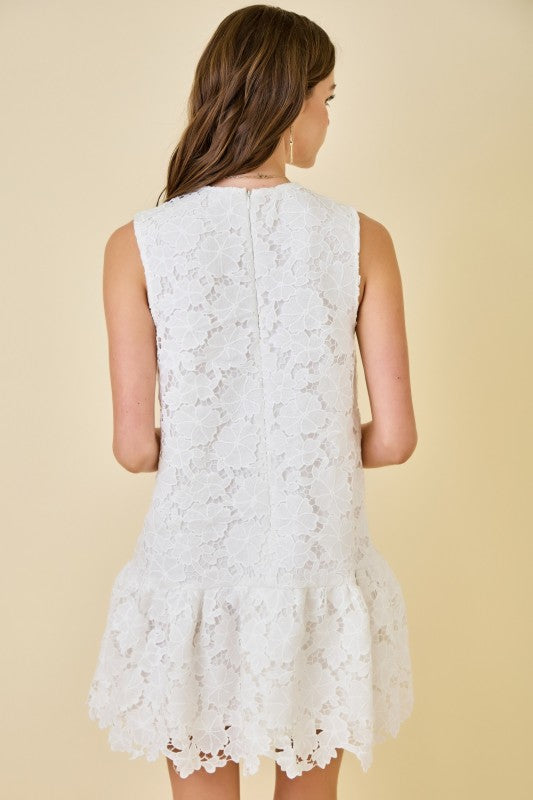 MABELINE Sleeveless Floral Lace Mini Dress