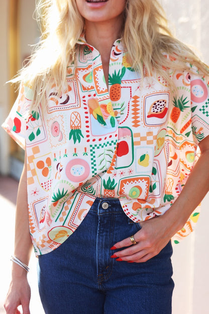 FRUIT BASKET VNECK TOP