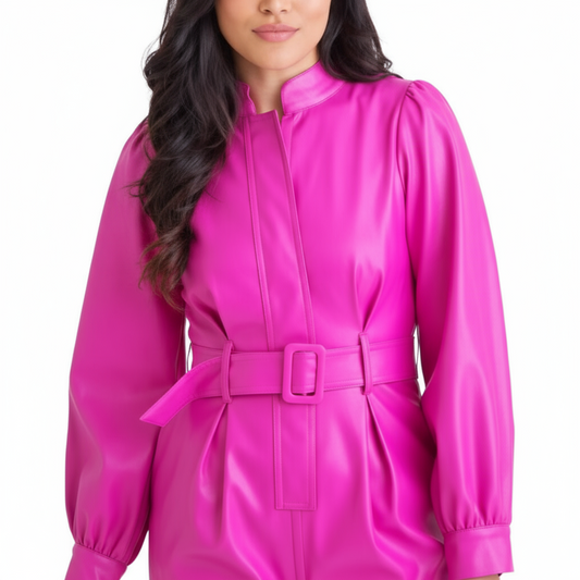 Solid Pleather Belt Romper