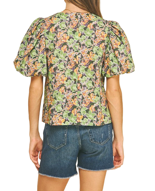 Florence Floral Puffed Sleeve Blouse Top