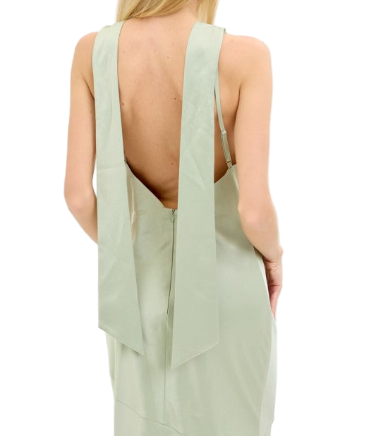 Valerie Cowl Neck And Backless Detail Satin Maxi Dress