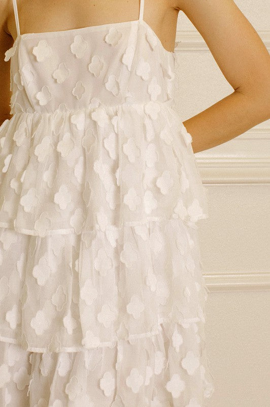 Clover Applique Ruffled Layers Mini Dress