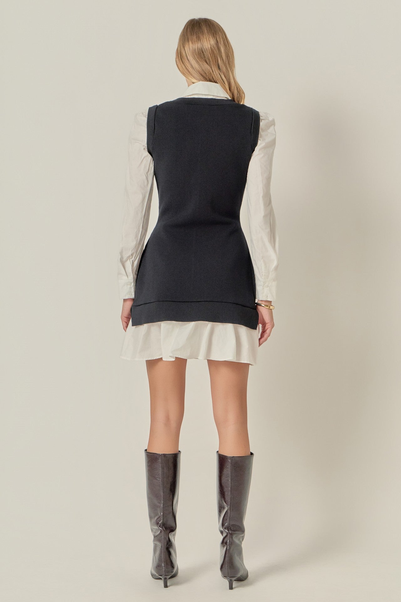 Shirt Mixed Media Mini Dress
