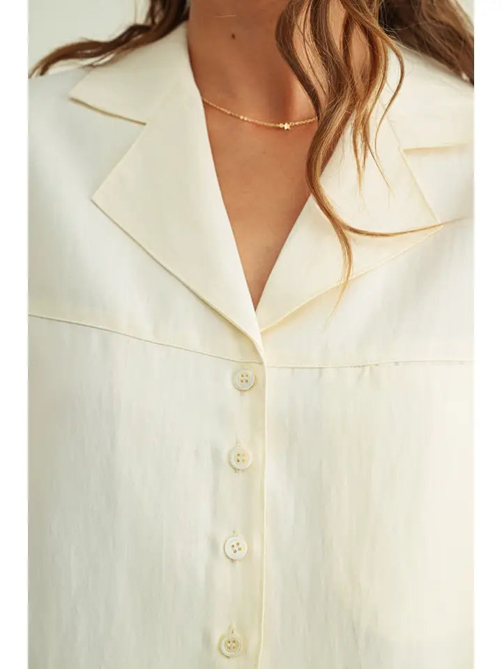 Eden Soft Rayon Button Front Sslv Blouse