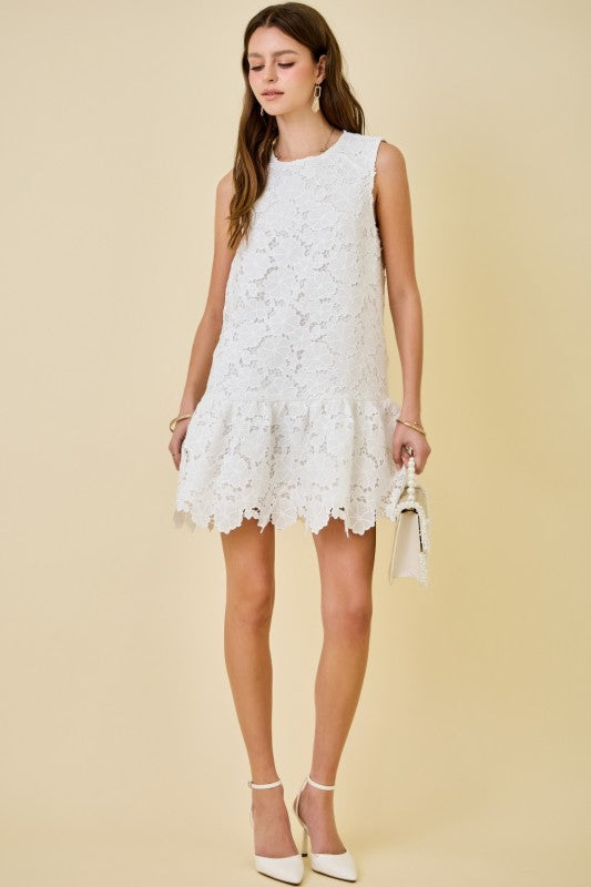 MABELINE Sleeveless Floral Lace Mini Dress