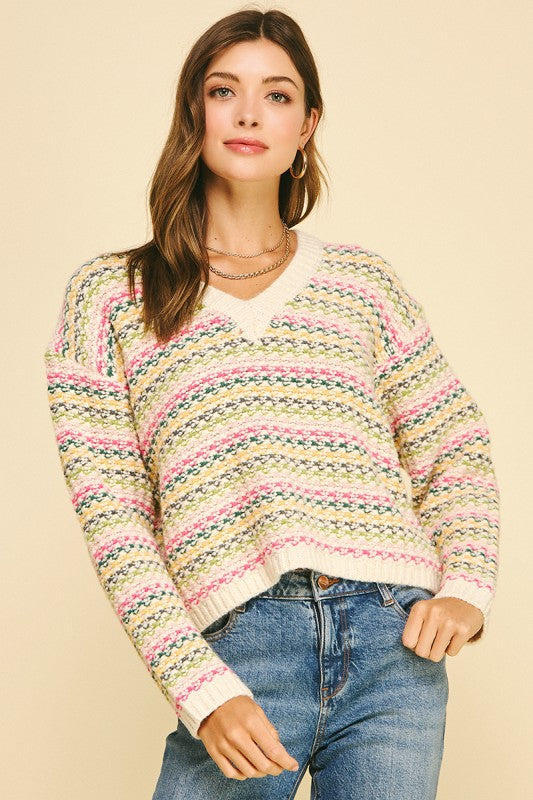 Colette Multi Color Knit Crop Sweater
