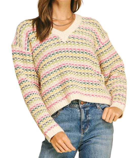 Colette Multi Color Knit Crop Sweater