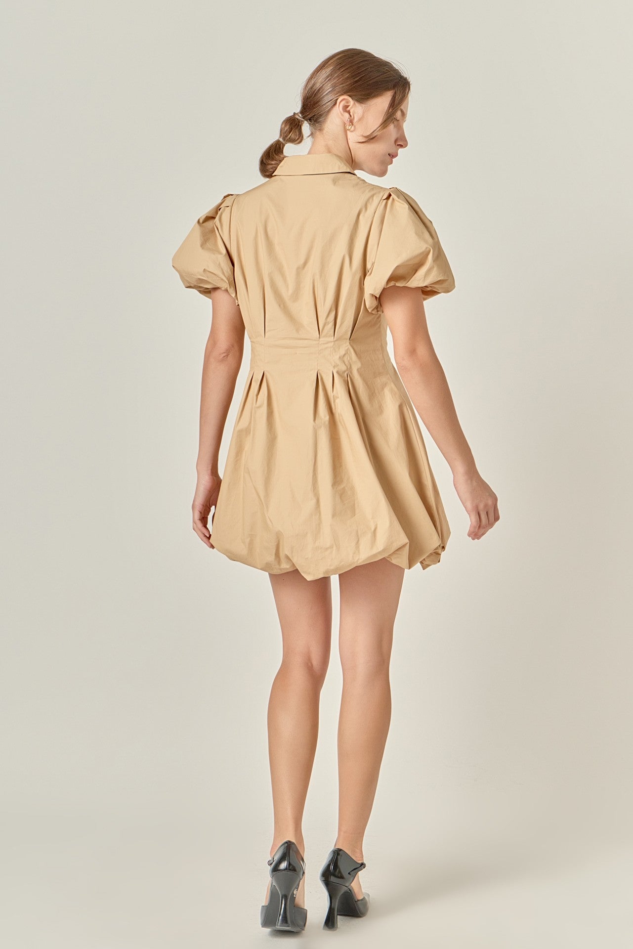 Preppy Button Down Bubble Mini Skirt