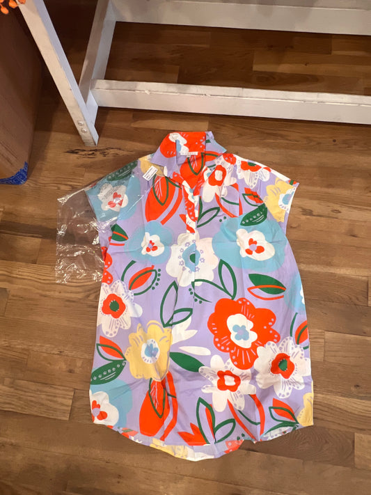 ARTIST FLORAL SIGNATURE VNECK COLLAR DRESS